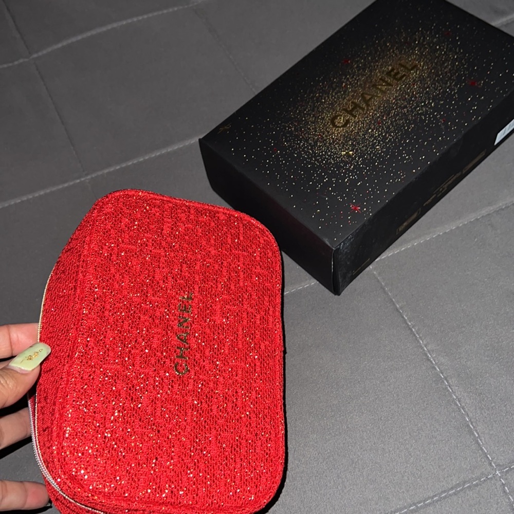 it is an authentic chanel cosmetic it has no products it is just the bag